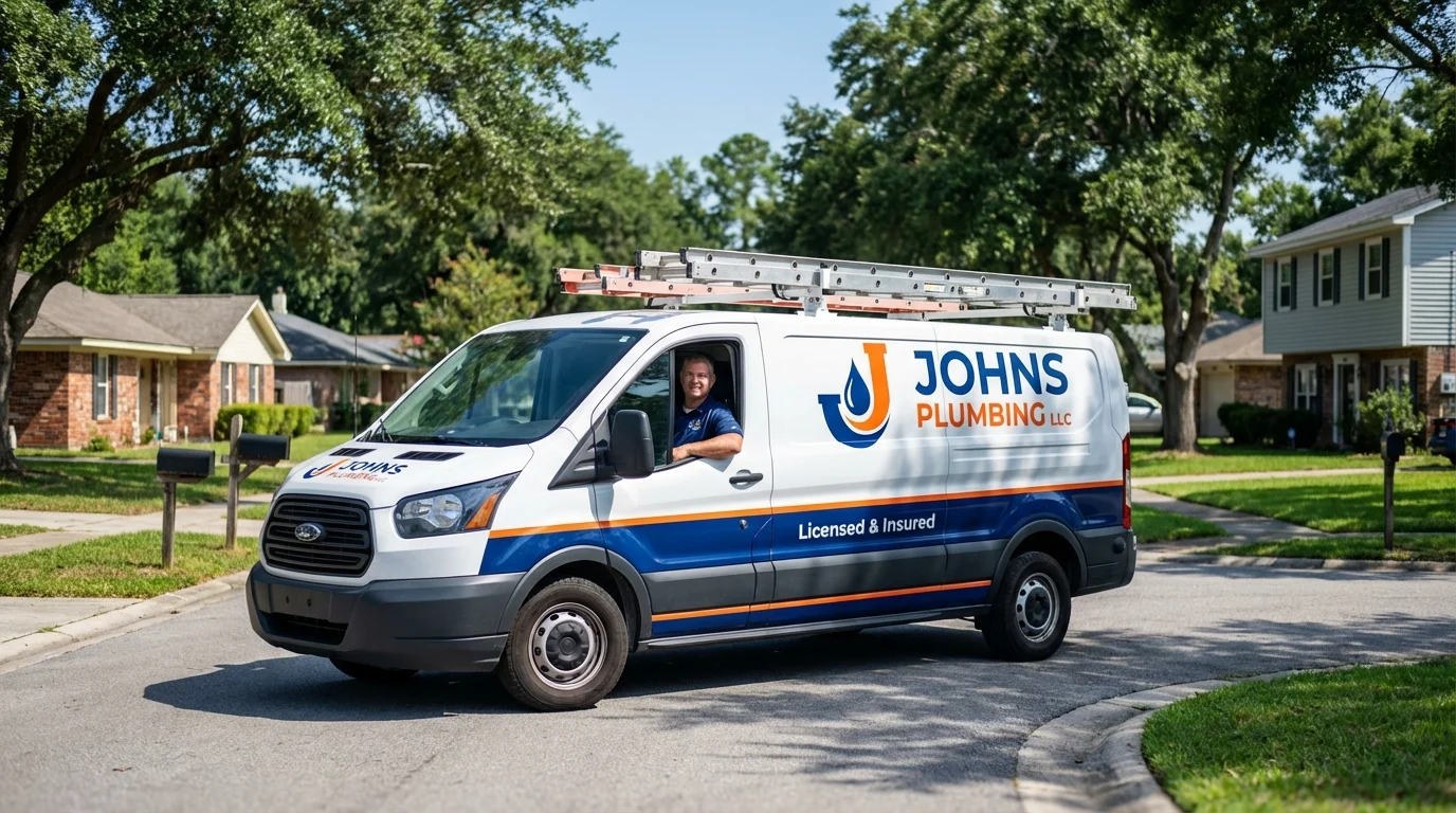 Johns Plumbing LLC service van in Malden, MO