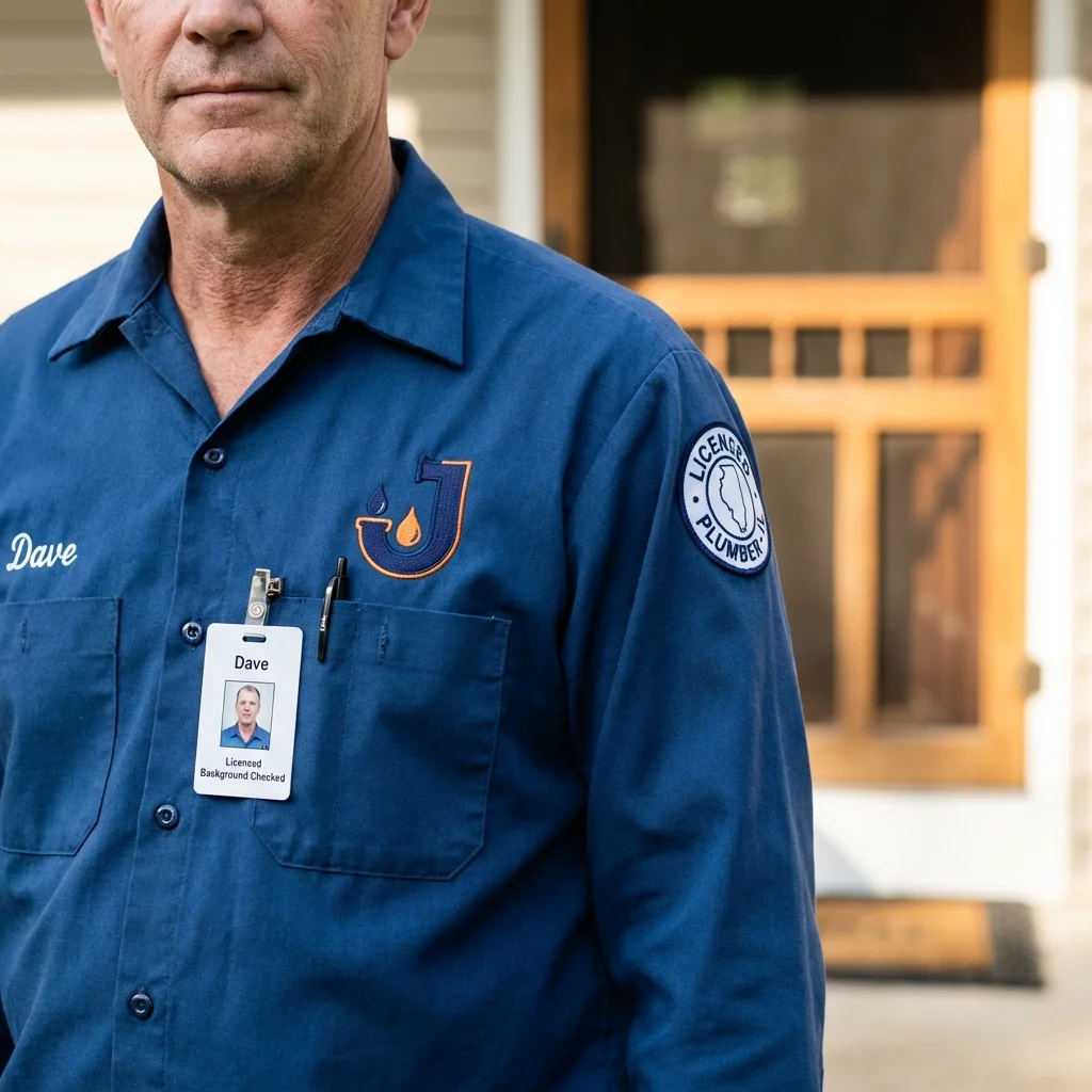 Licensed plumber showing ID badge in Malden, MO