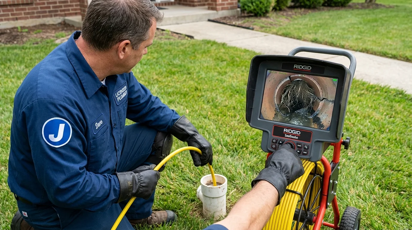 Sewer camera inspection being performed by Johns Plumbing LLC in Malden