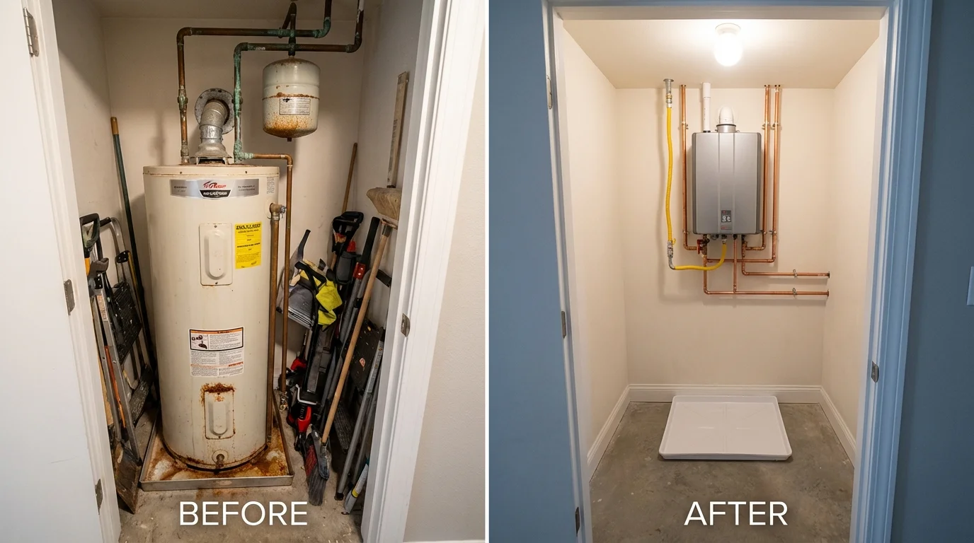 Tank water heater versus wall-mounted tankless unit comparison for Malden, MO homeowners